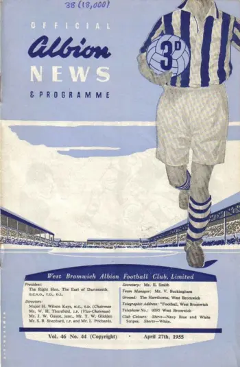 Spurs v West Bromwich Albion (27 Apr 1955) Programme