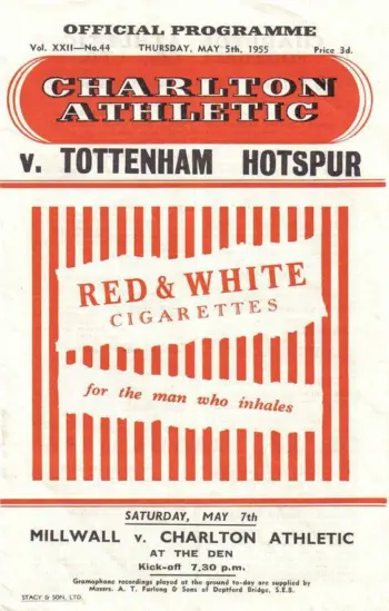 Spurs v Charlton Athletic (05 May 1955) Programme