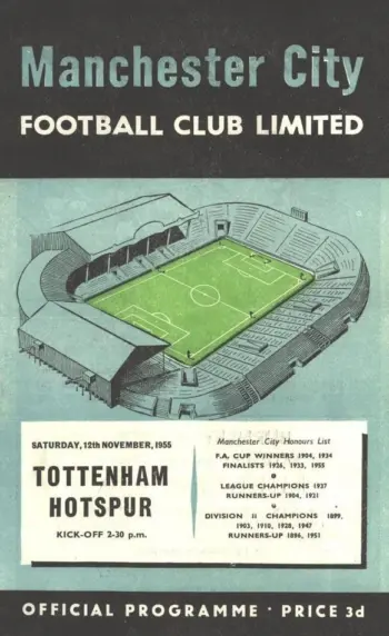 Spurs v Manchester City (12 Nov 1955) Programme