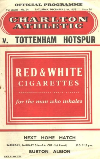 Spurs v Charlton Athletic (31 Dec 1955) Programme