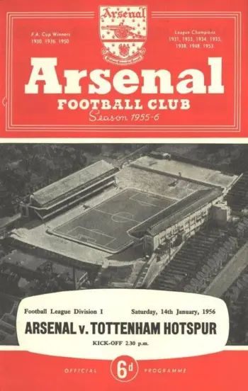 Spurs v Arsenal FC (14 Jan 1956) Programme