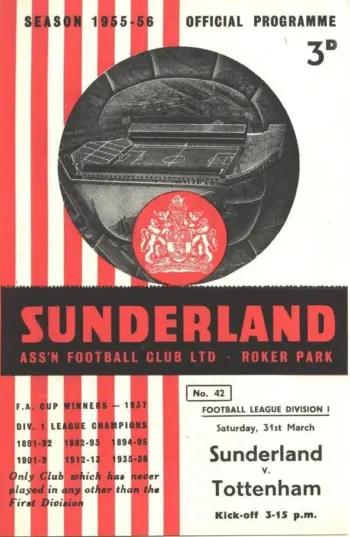 Spurs v Sunderland AFC (31 Mar 1956) Programme