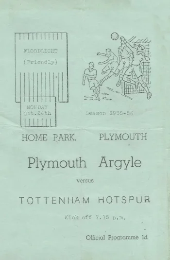 Spurs v Plymouth Argyle (24 Oct 1955) Programme