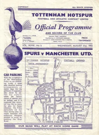 Spurs v Manchester United (31 Aug 1955) Programme