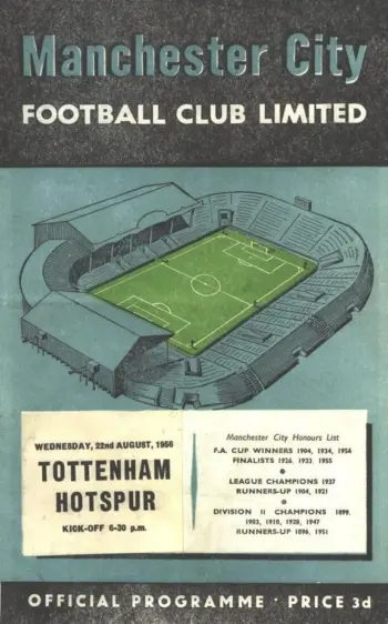 Spurs v Manchester City (22 Aug 1956) Programme