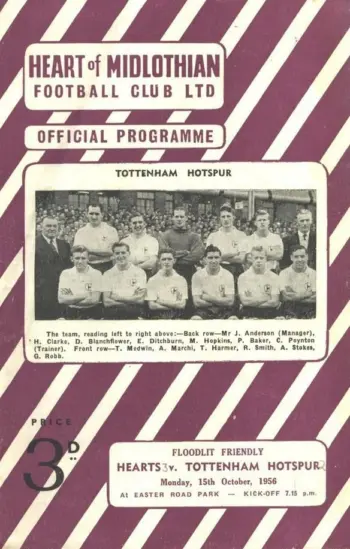 Spurs v Heart of Midlothian (15 Oct 1956) Programme