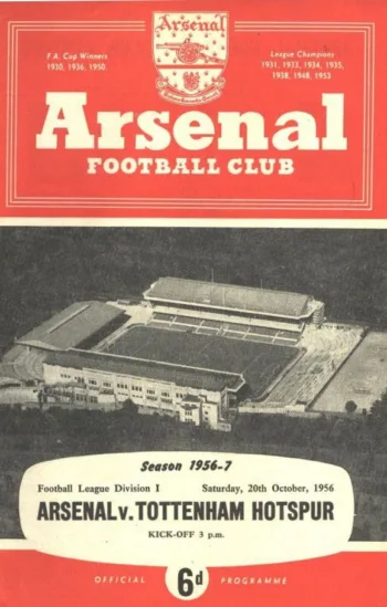 Spurs v Arsenal FC (20 Oct 1956) Programme
