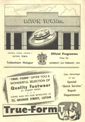 Spurs v Luton Town (02 Feb 1957) Programme