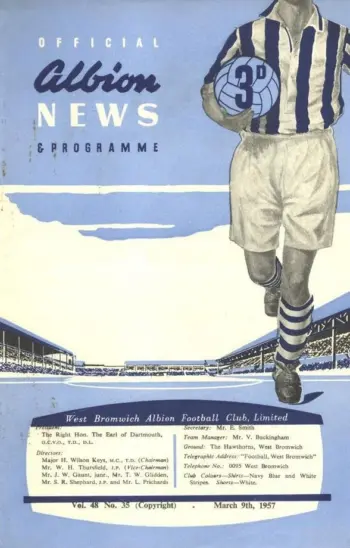 Spurs v West Bromwich Albion (09 Mar 1957) Programme