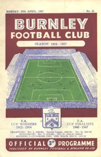 Spurs v Burnley FC (29 Apr 1957) Programme