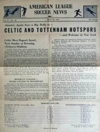 Spurs v Celtic FC (19 May 1957) Programme