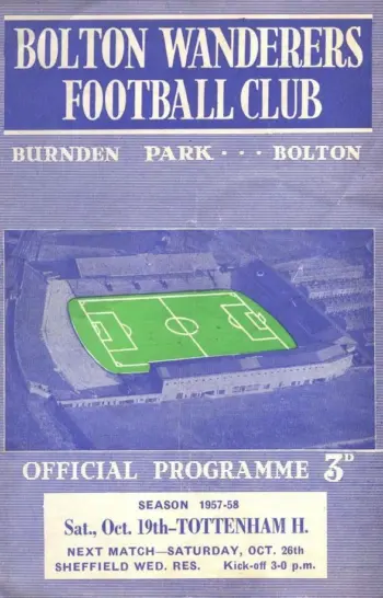 Spurs v Bolton Wanderers (19 Oct 1957) Programme