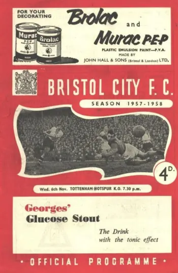 Spurs v Bristol City (06 Nov 1957) Programme