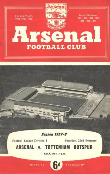 Spurs v Arsenal FC (22 Feb 1958) Programme
