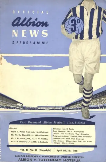 Spurs v West Bromwich Albion (07 Apr 1958) Programme