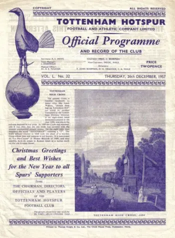 Spurs v Wolverhampton Wanderers (26 Dec 1957) Programme