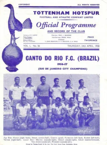 Spurs v Canto Do Rio (24 Apr 1958) Programme