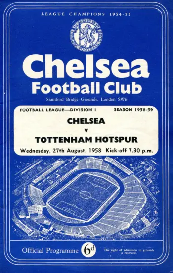 Spurs v Chelsea FC (27 Aug 1958) Programme
