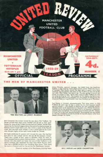 Spurs v Manchester United (20 Sep 1958) Programme