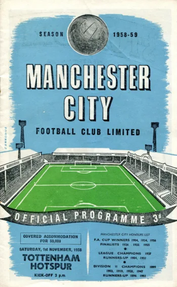 Spurs v Manchester City (01 Nov 1958) Programme