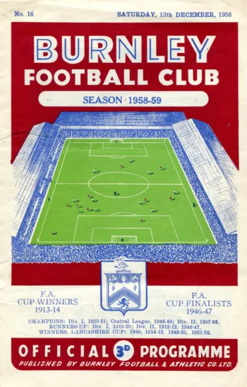 Spurs v Burnley FC (13 Dec 1958) Programme