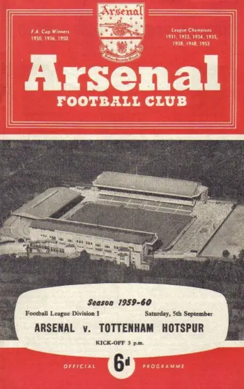 Spurs v Arsenal FC (05 Sep 1959) Programme