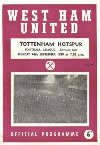Spurs v West Ham United (14 Sep 1959) Programme