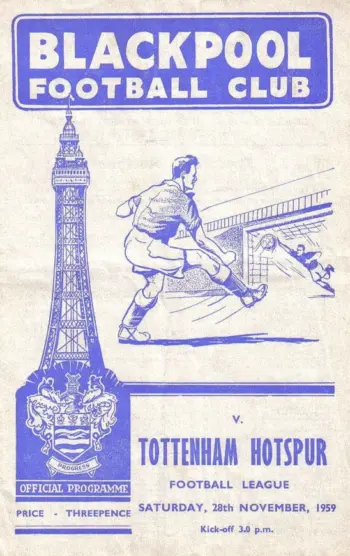 Spurs v Blackpool FC (28 Nov 1959) Programme