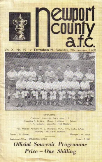 Spurs v Newport County (09 Jan 1960) Programme
