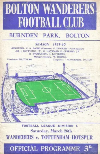 Spurs v Bolton Wanderers (26 Mar 1960) Programme