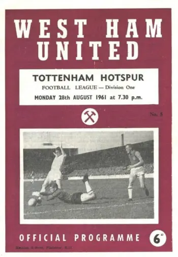 Spurs v West Ham United (28 Aug 1961) Programme