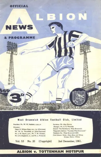 Spurs v West Bromwich Albion (02 Dec 1961) Programme
