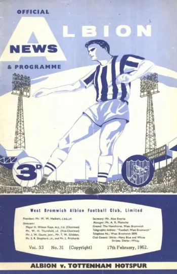 Spurs v West Bromwich Albion (17 Feb 1962) Programme