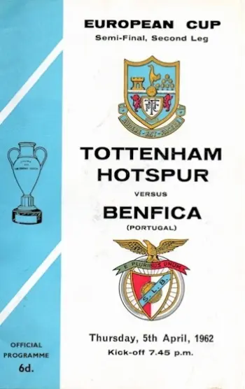 Spurs v SL Benfica (05 Apr 1962) Programme