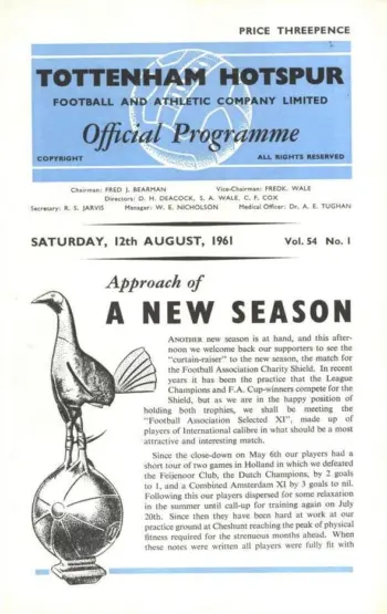 Spurs v Select (12 Aug 1961) Programme