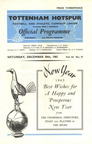 Spurs v Chelsea FC (30 Dec 1961) Programme