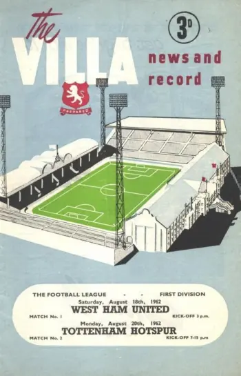 Spurs v Aston Villa (20 Aug 1962) Programme