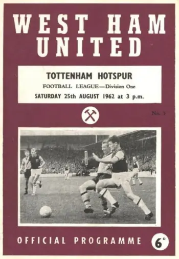 Spurs v West Ham United (25 Aug 1962) Programme