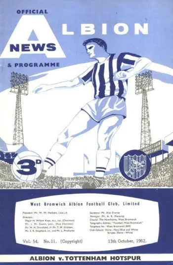Spurs v West Bromwich Albion (13 Oct 1962) Programme