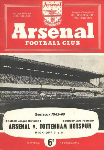 Spurs v Arsenal FC (23 Feb 1963) Programme