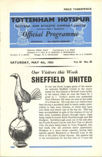 Spurs v Sheffield United (04 May 1963) Programme