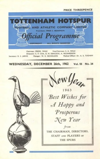 Spurs v Ipswich Town (26 Dec 1962) Programme