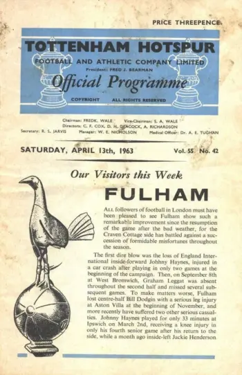 Spurs v Fulham FC (13 Apr 1963) Programme