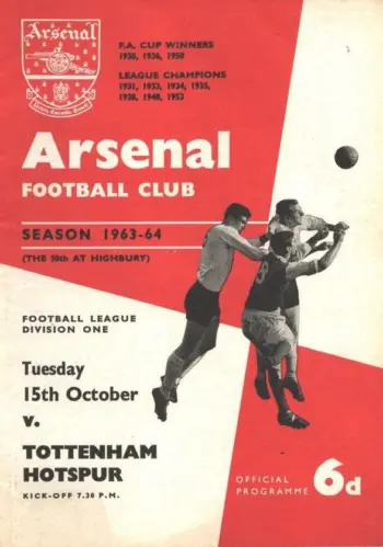 Spurs v Arsenal FC (15 Oct 1963) Programme