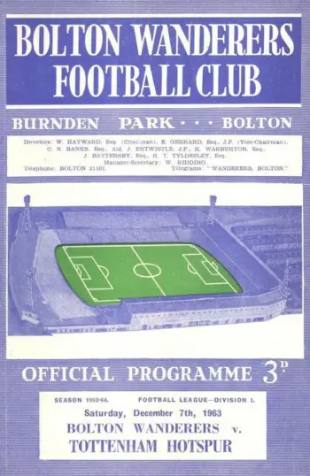 Spurs v Bolton Wanderers (07 Dec 1963) Programme