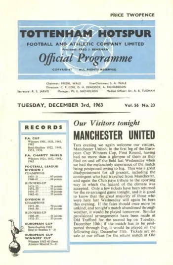 Spurs v Manchester United (03 Dec 1963) Programme