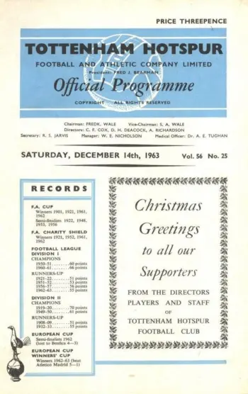 Spurs v Stoke City (14 Dec 1963) Programme