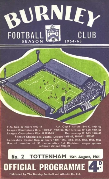 Spurs v Burnley FC (25 Aug 1964) Programme