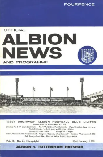 Spurs v West Bromwich Albion (23 Jan 1965) Programme