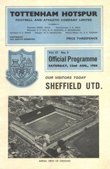 Spurs v Sheffield United (22 Aug 1964) Programme